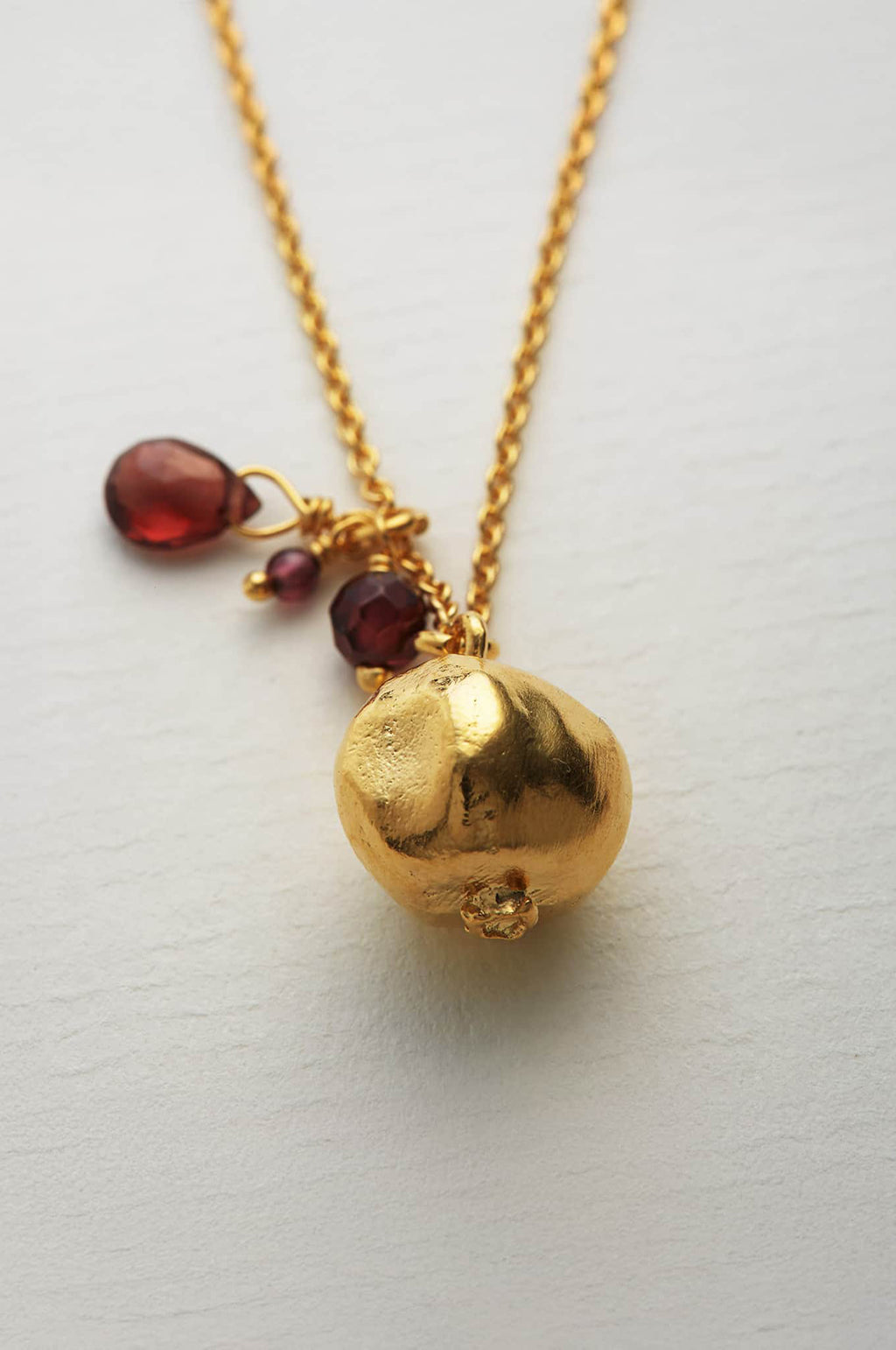 Pomegranate & Garnet Cluster Necklace Gold