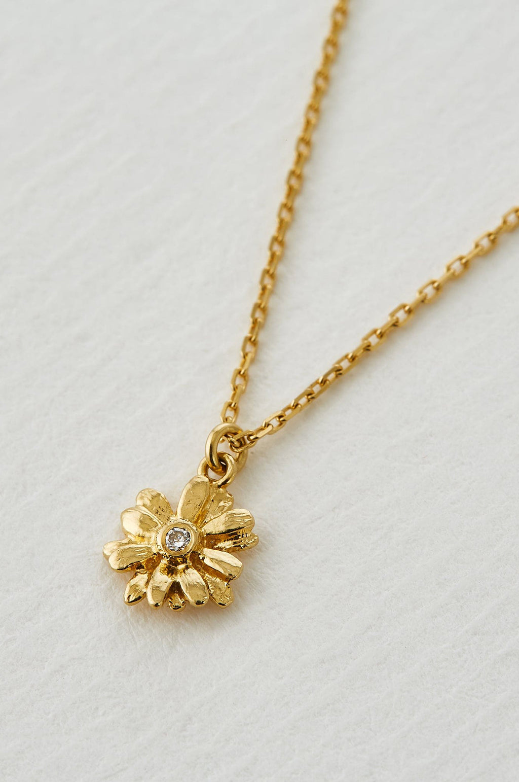 Teeny Tiny Diamond Daisy Necklace 18ct Solid Gold