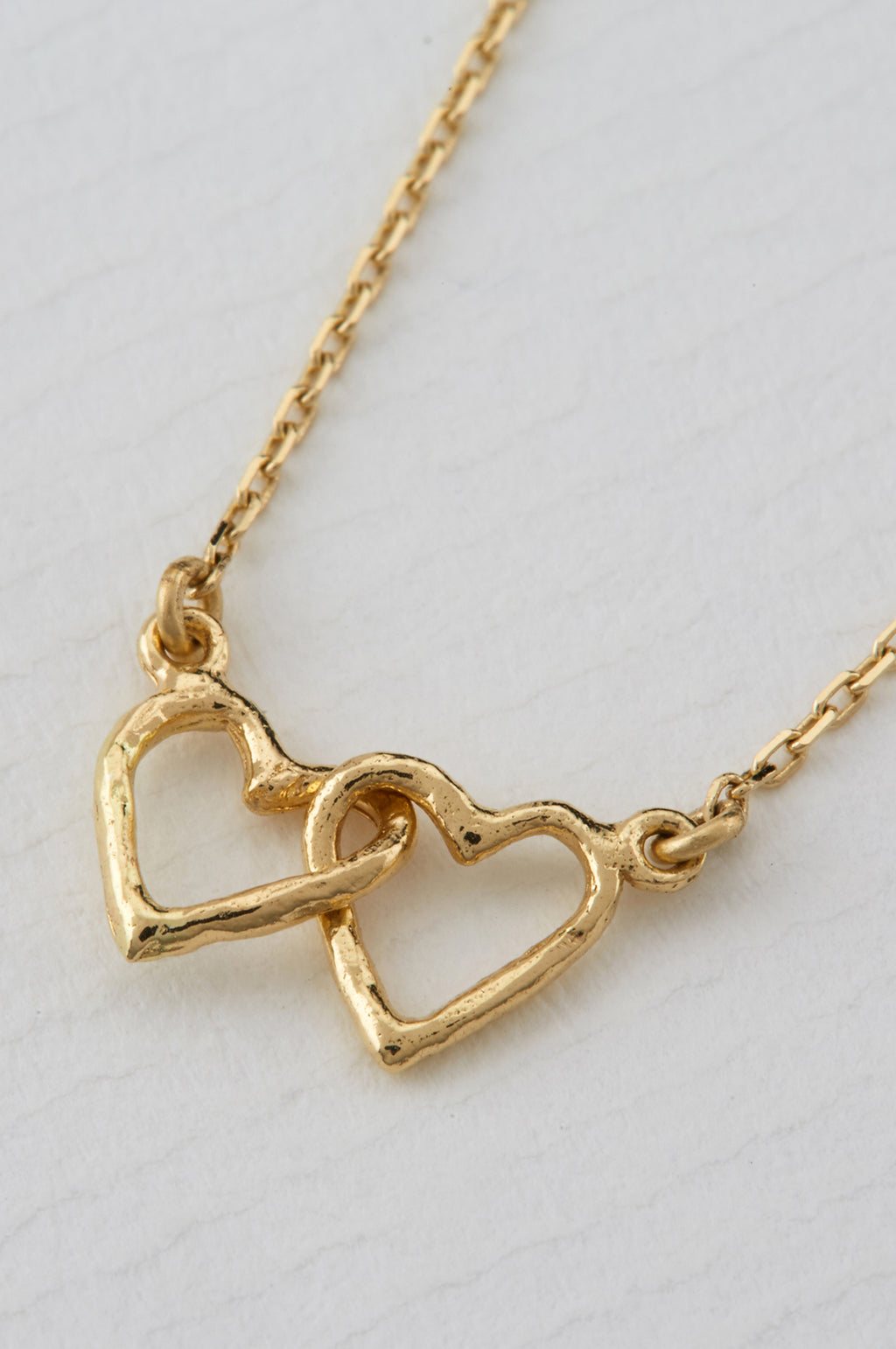 Teeny Tiny Linked Heart In-Line Necklace 18ct Solid Gold