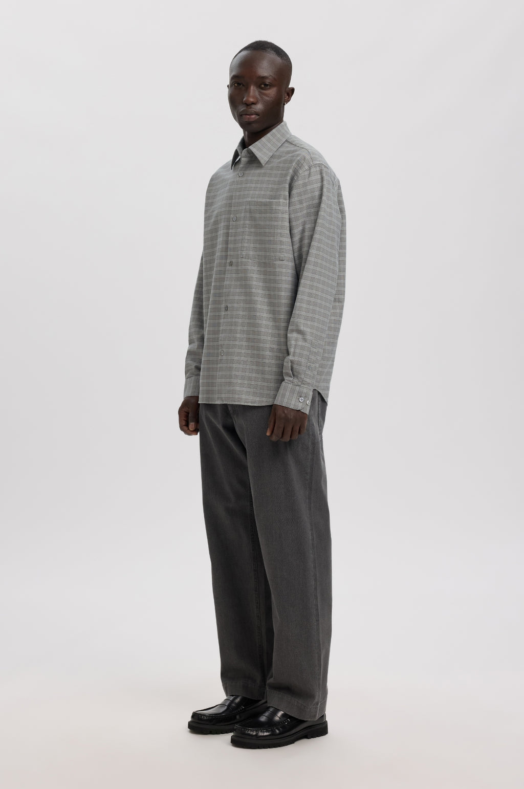 Anraslund Mix Oxford LS Shirt Chiseled Stone