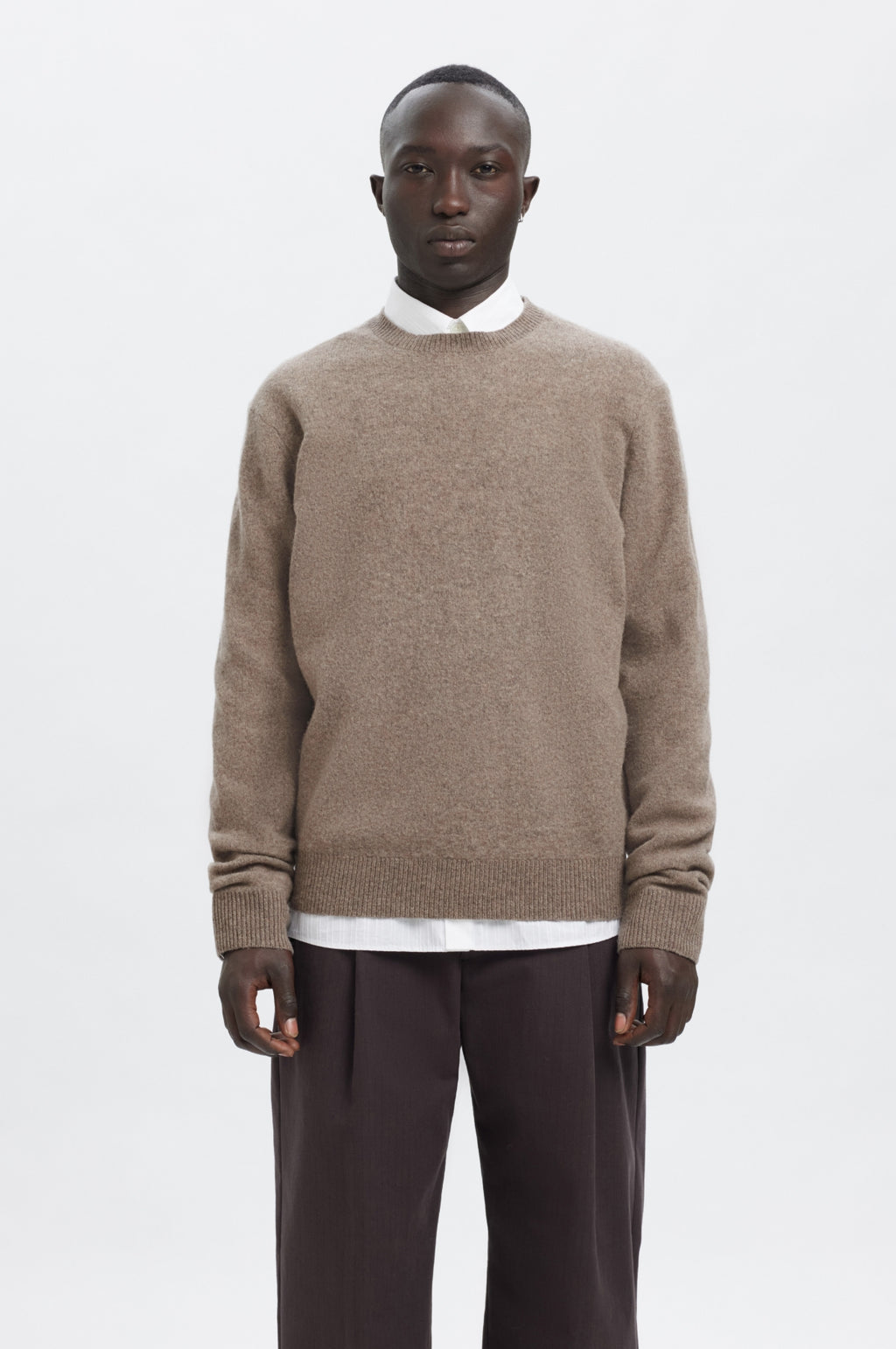Anrragi LS Knit Wool Crew Neck Dark Earth