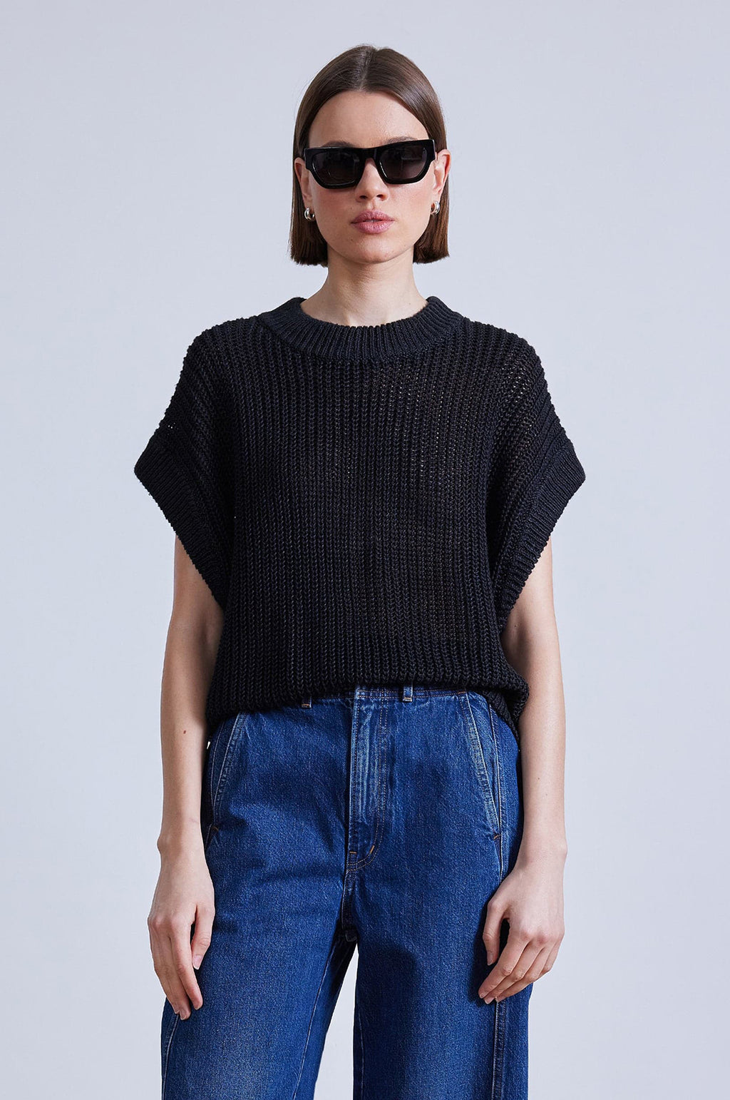 Olivia Linen Vest Black