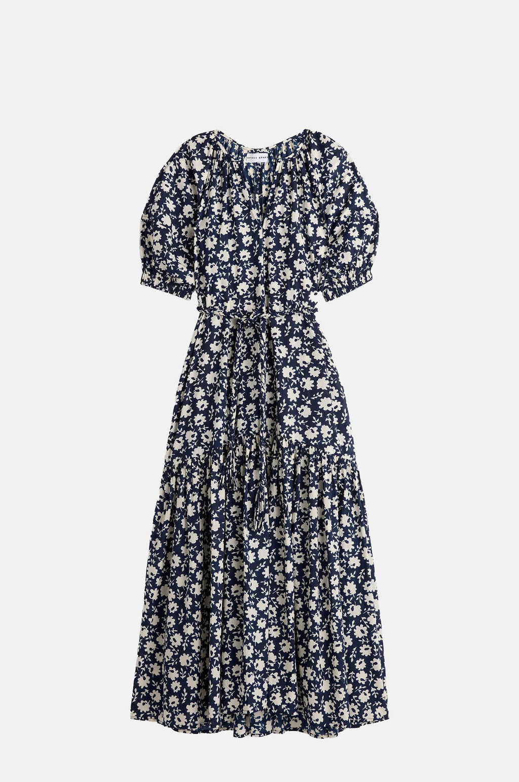 Apiece Apart Otillie Maxi Navy Floral Stamp Dress.