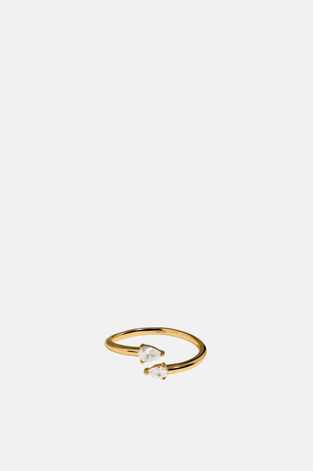 Astrid & Miyu Crystal Pear Open Ring in Gold.