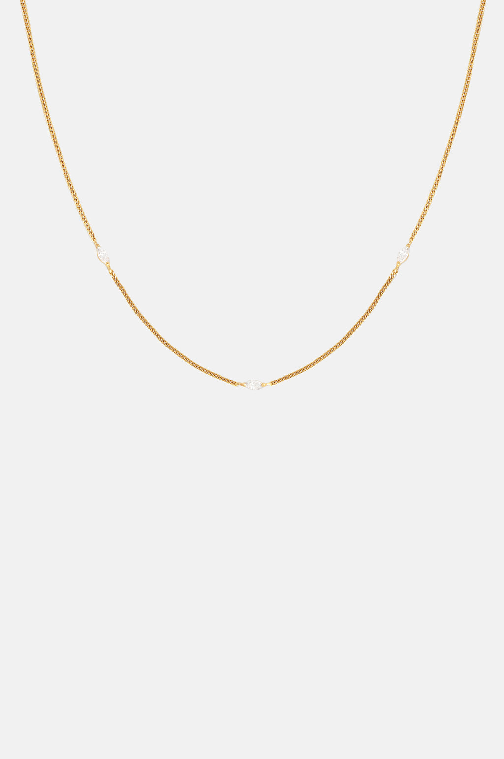Astrid & Miyu Navette Crystal Necklace in Gold.