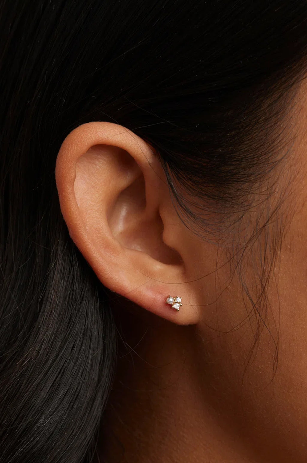 Pearl and Crystal Studs in Gold