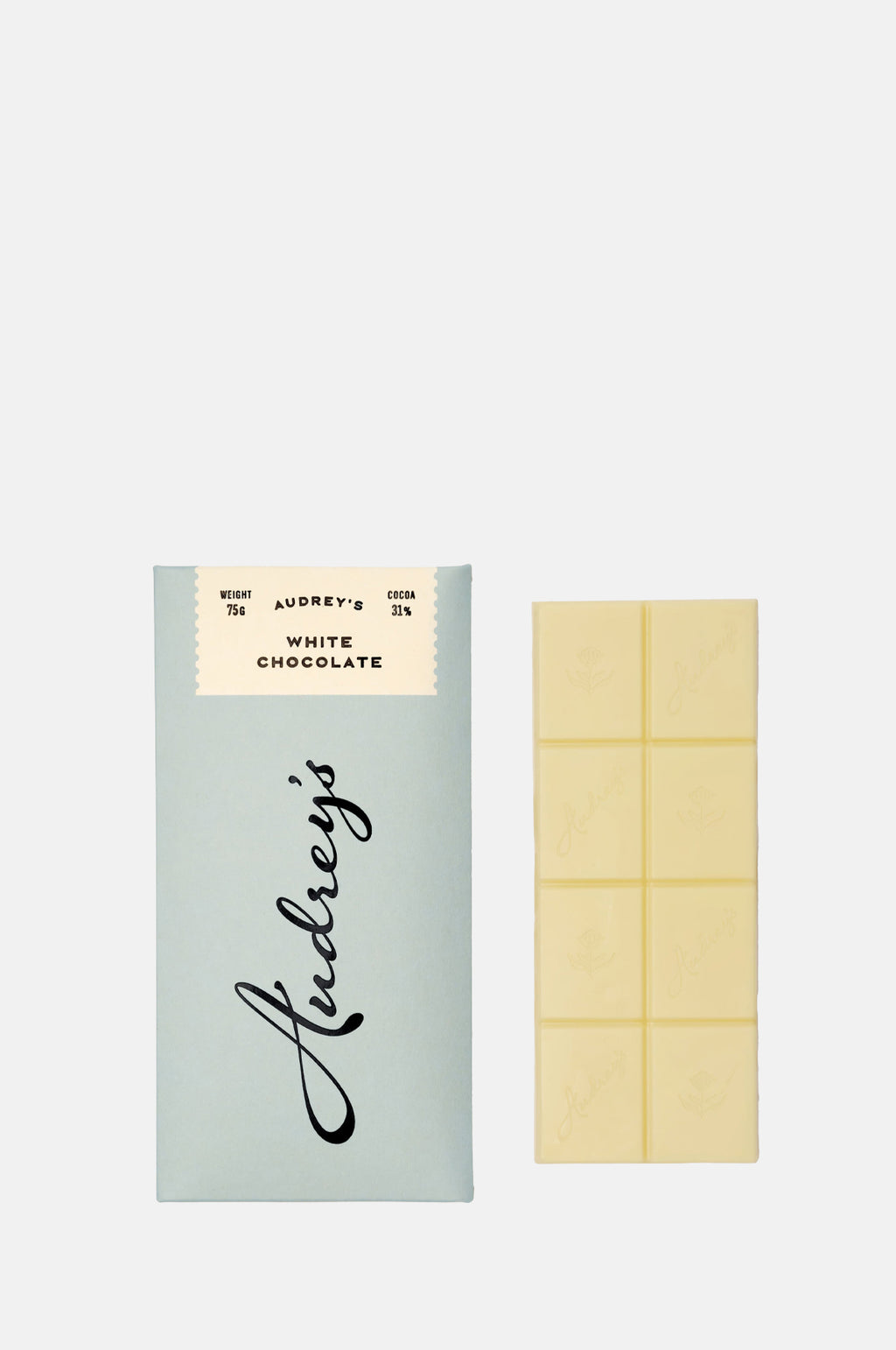 Audreys Chocolates White 31% Bar.