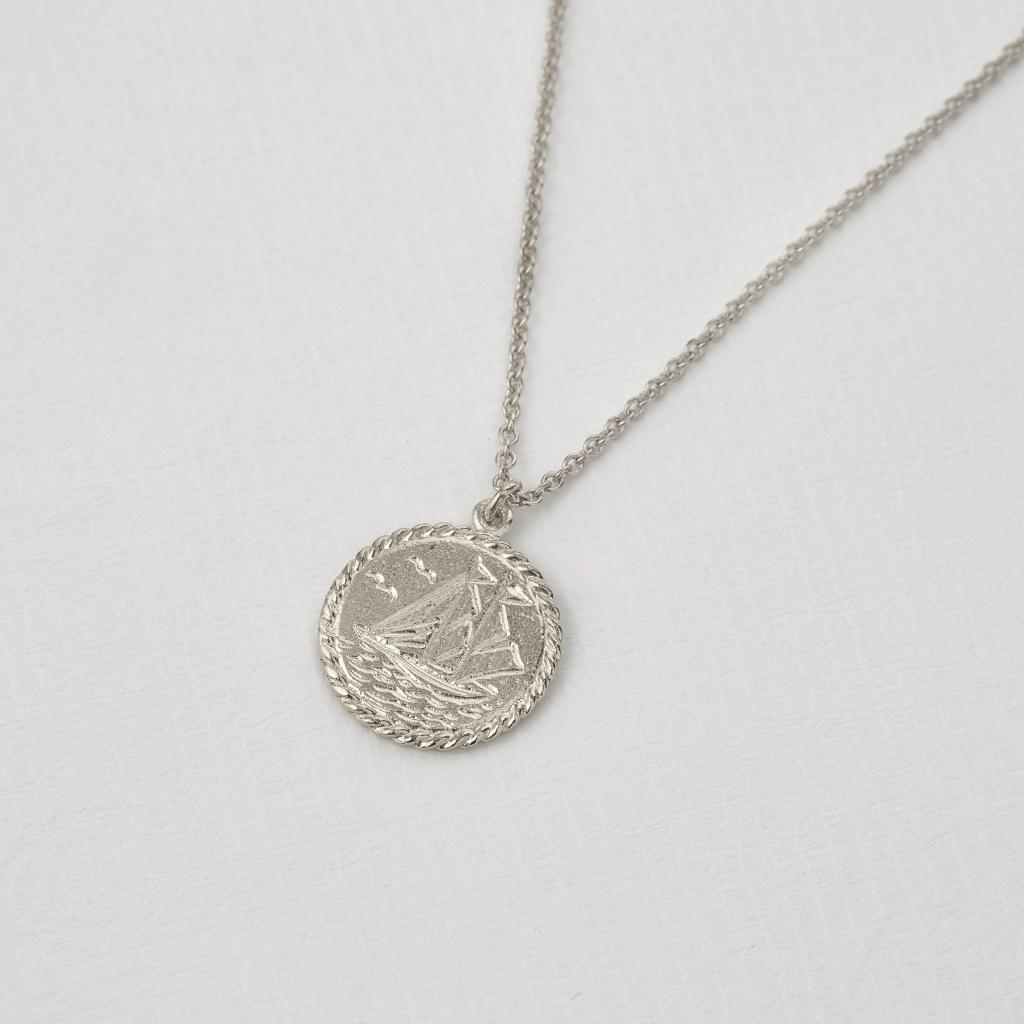 A.M. Nautical Antique Coin Necklace Silver