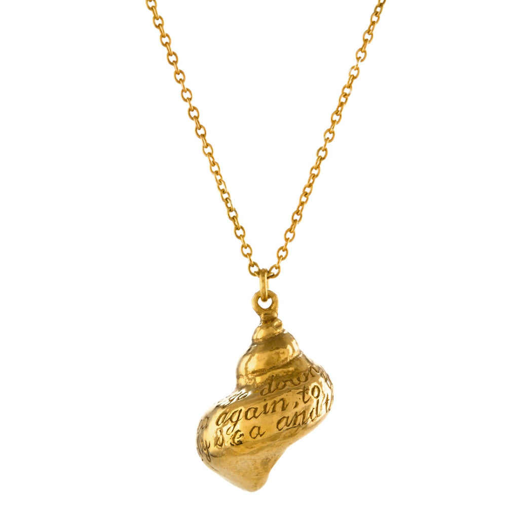 A.M. Engraved Shell Necklace Gold