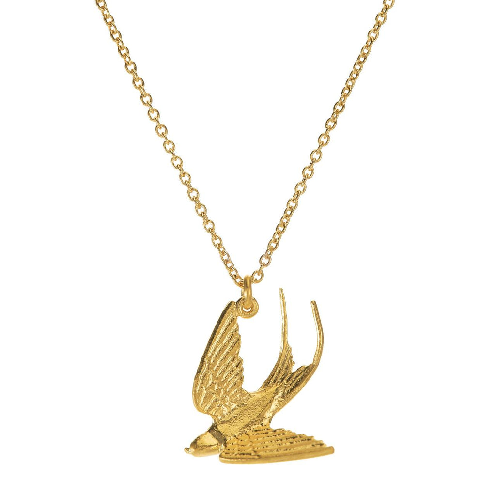 A.M. Large Swooping Swallow Necklace Gold