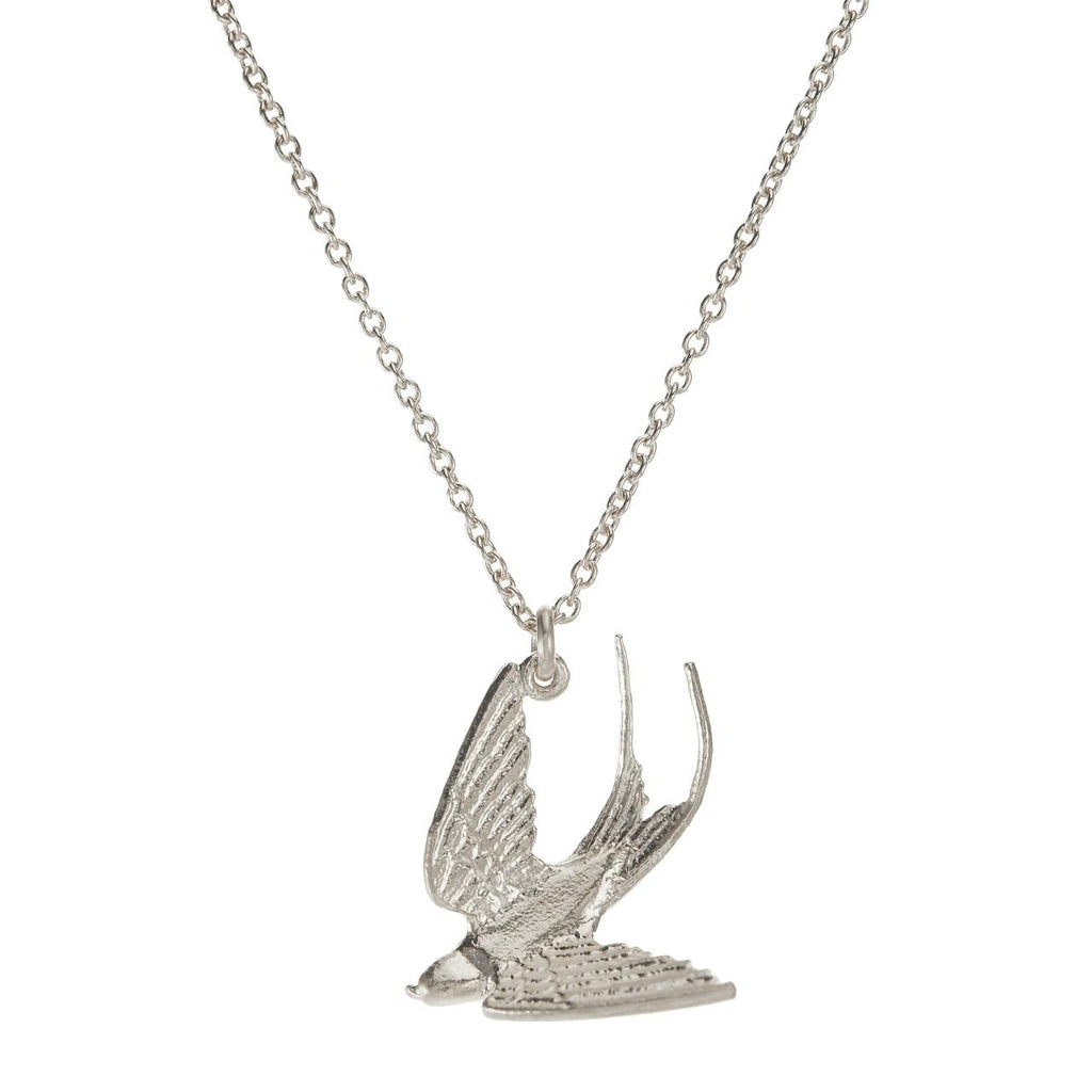 A.M. Large Swooping Swallow Necklace Silver