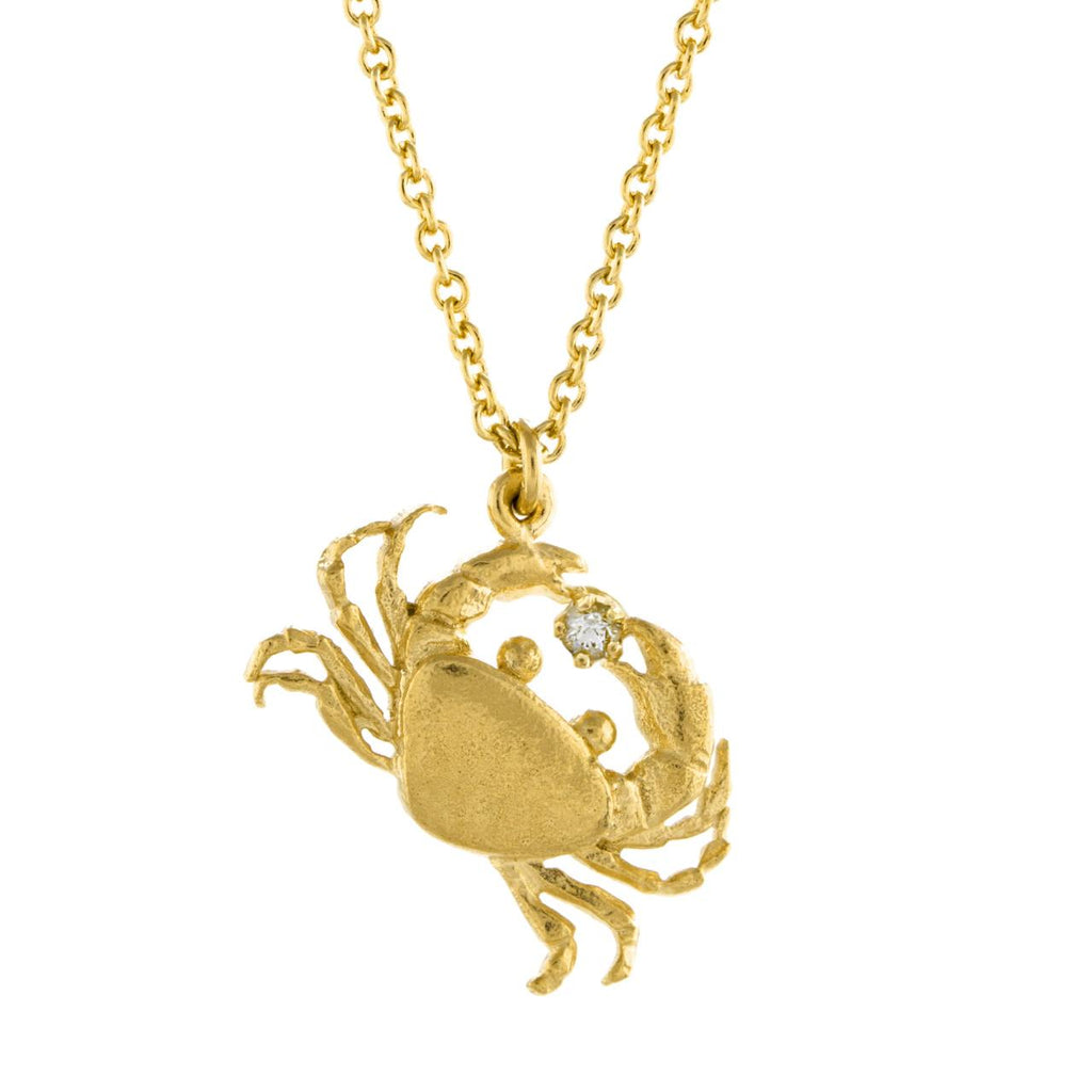 A.M. Cheeky Crab Necklace with Diamond Gold