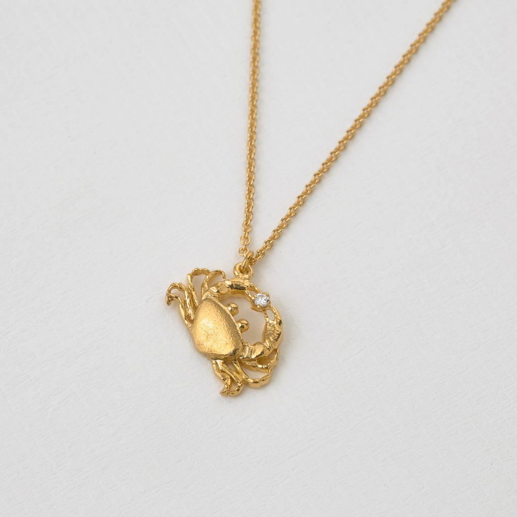 A.M. Cheeky Crab Necklace with Diamond Gold