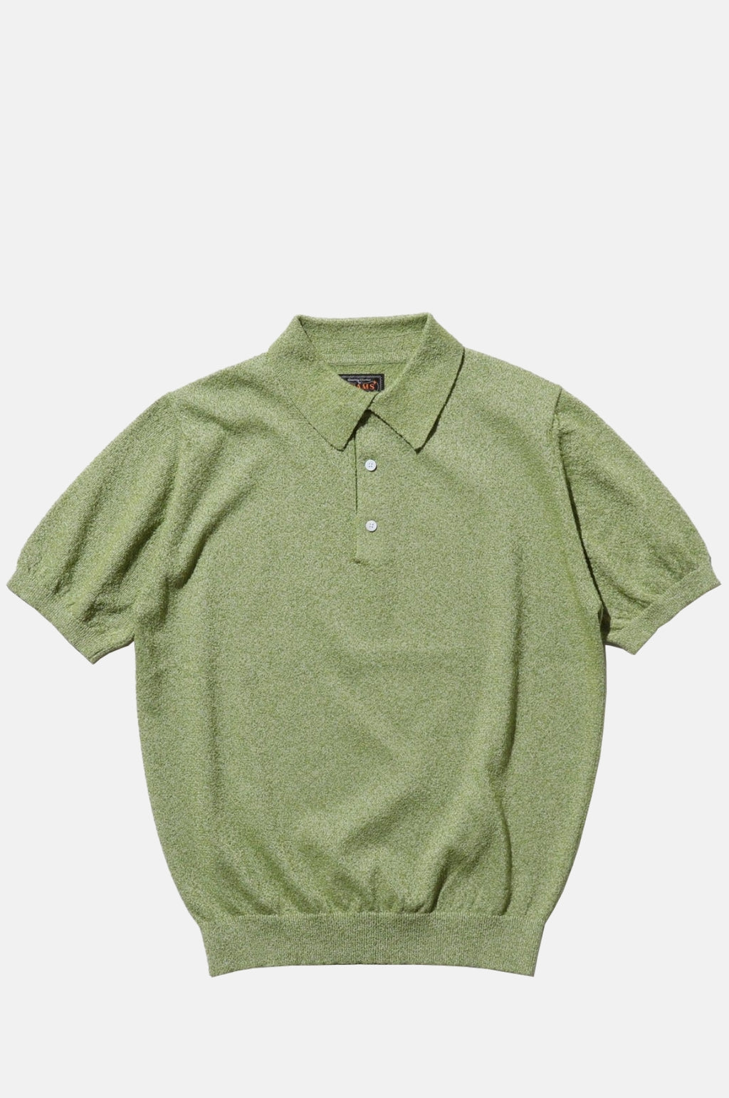 Beams Plus Knit Polo Cotton Boucle Olive.