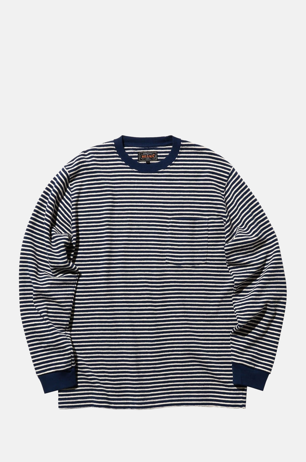 Beams Plus Pocket Tee Inlay Stripe Navy.
