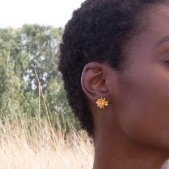 A.M. Chrysanthemum Flower Earrings Silver