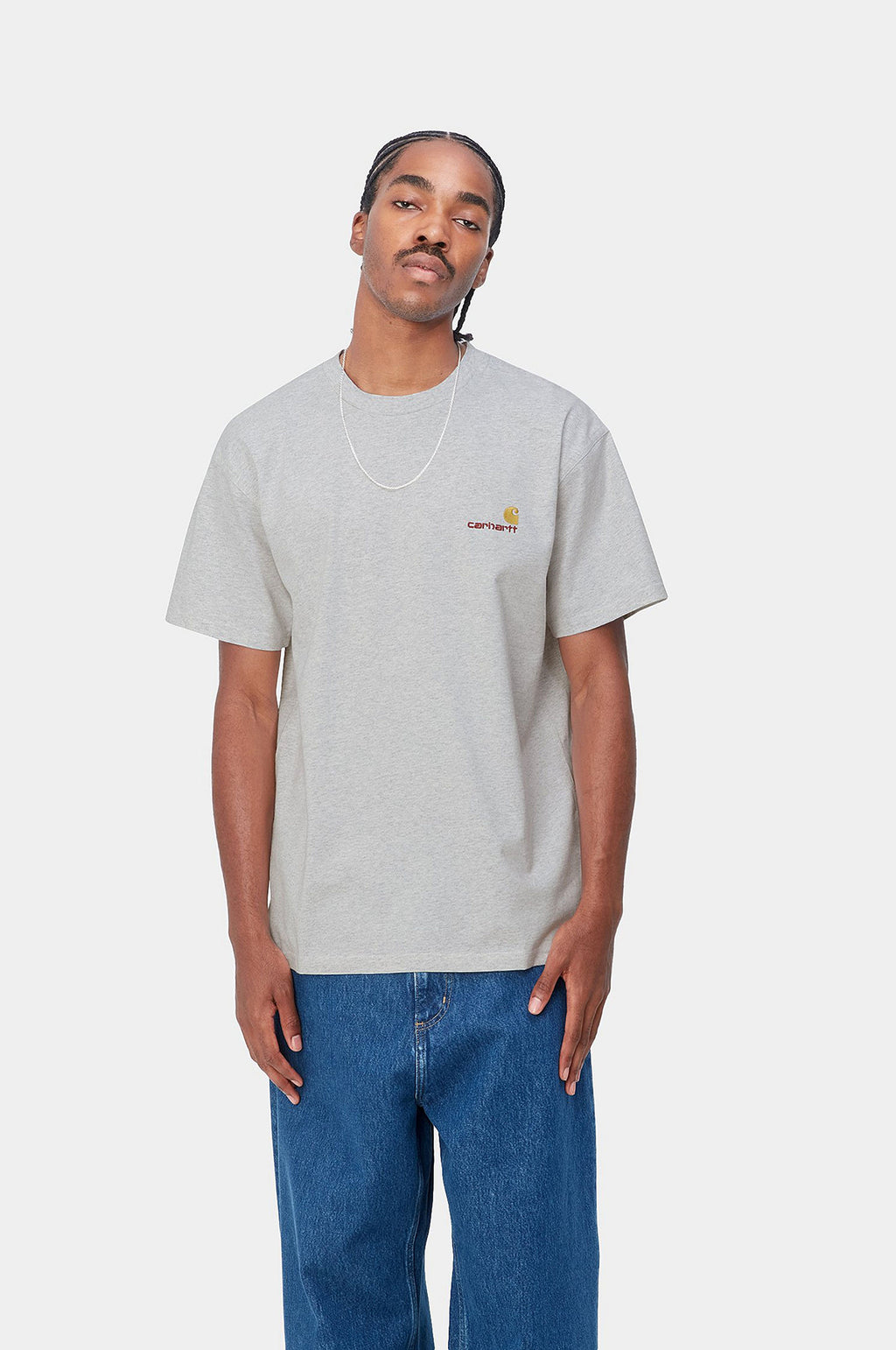 Carhartt WIP SS American Script T Shirt Ash Heather.