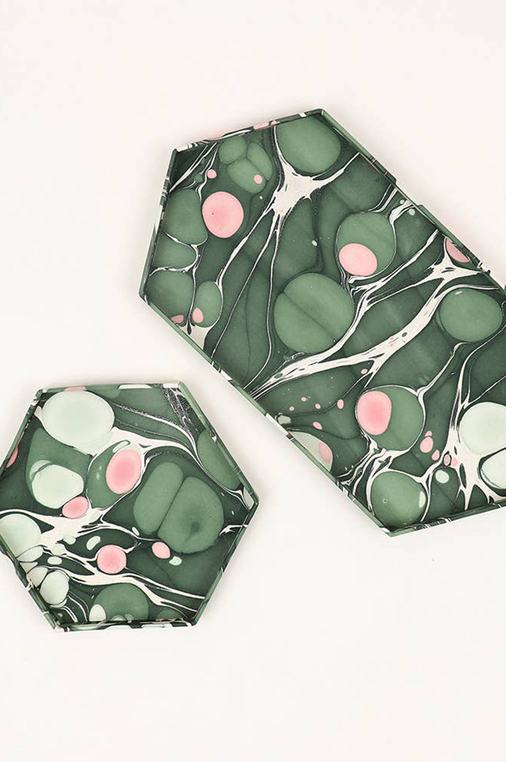 Hexagon Tray Set Pebbles Green