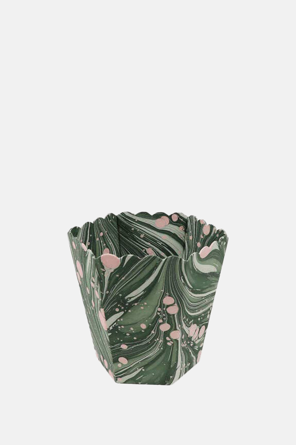 Craft Boat Small Sclloped Basket Green Fire Whirl.