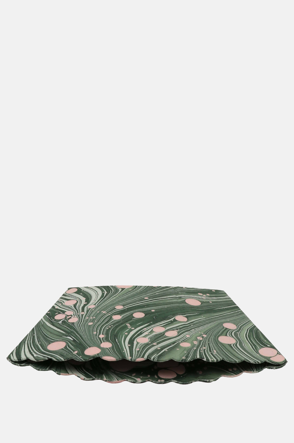 Small Scalloped Basket Green Fire Whirl