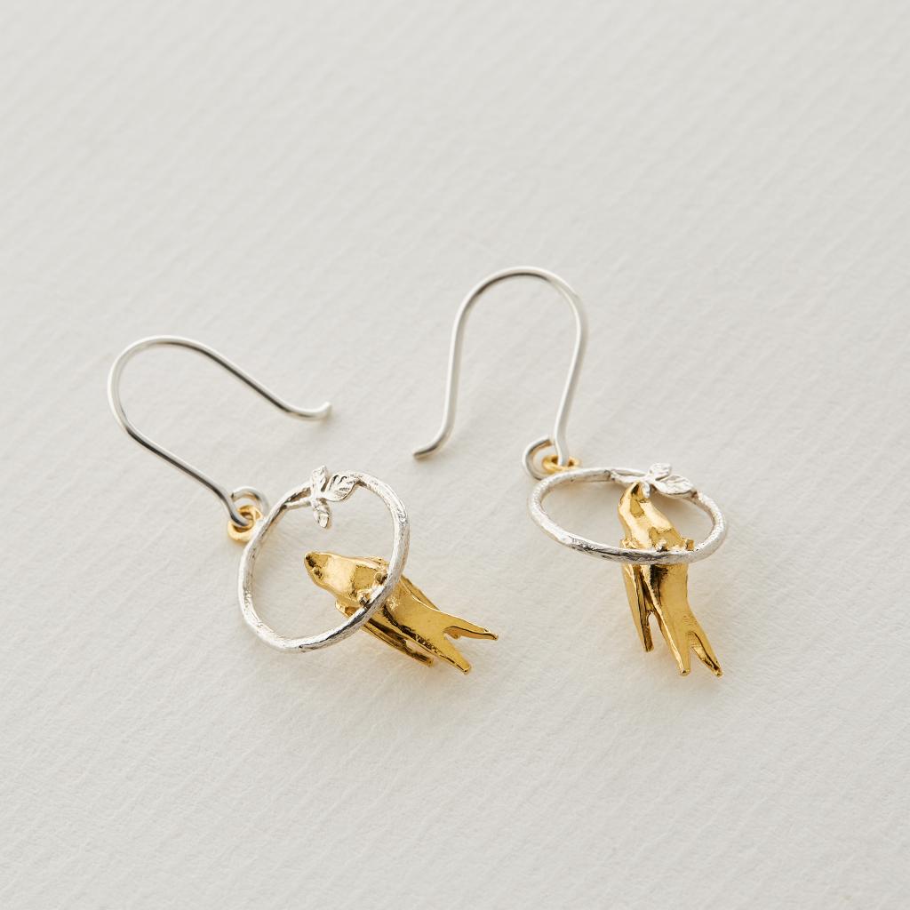 A.M. Tiny Bird Loop Earrings