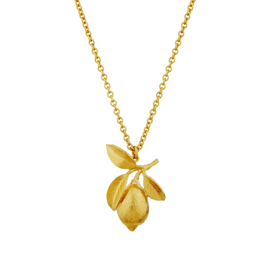 A.M. Large Lemon & Leaf Necklace Gold