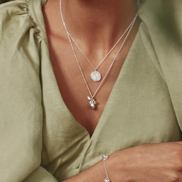 A.M. Large Lemon & Leaf Necklace Silver