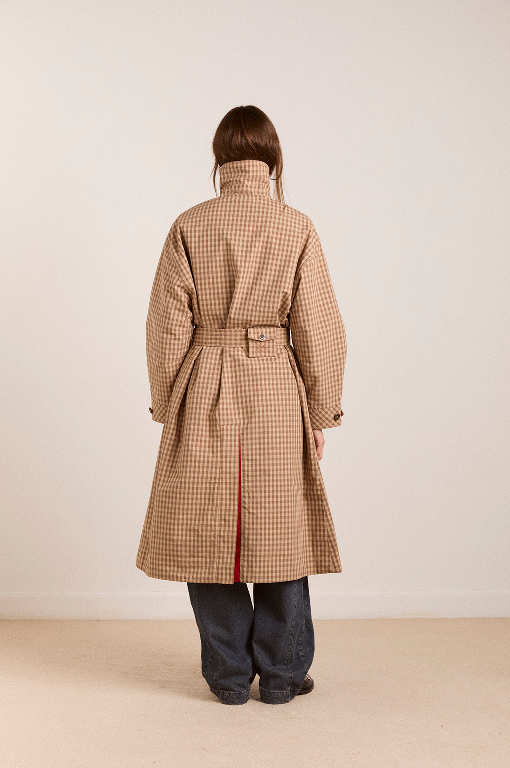 Anja Reversible Honey Trench Tan/Red