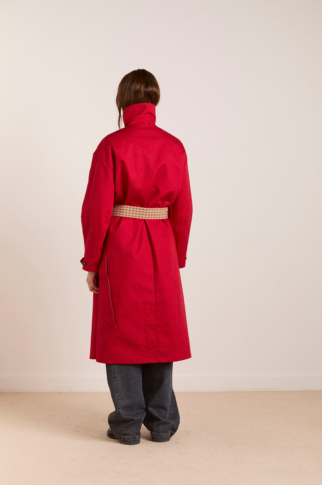 Anja Reversible Honey Trench Tan/Red