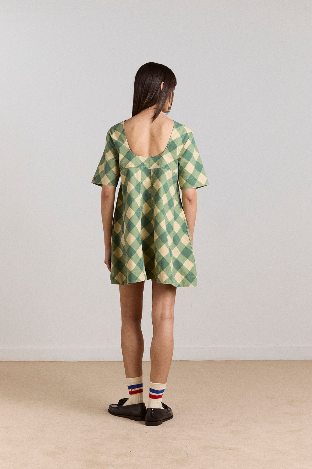 Bridget Mini Dress Green Butter Gingham