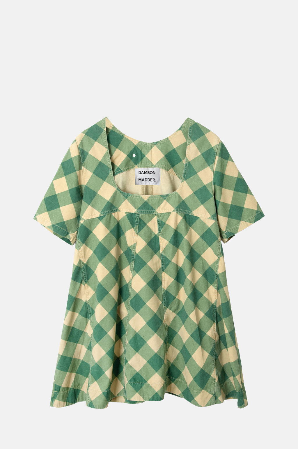 Damson Madder Bridget Mini Dress Green Butter Gingham.