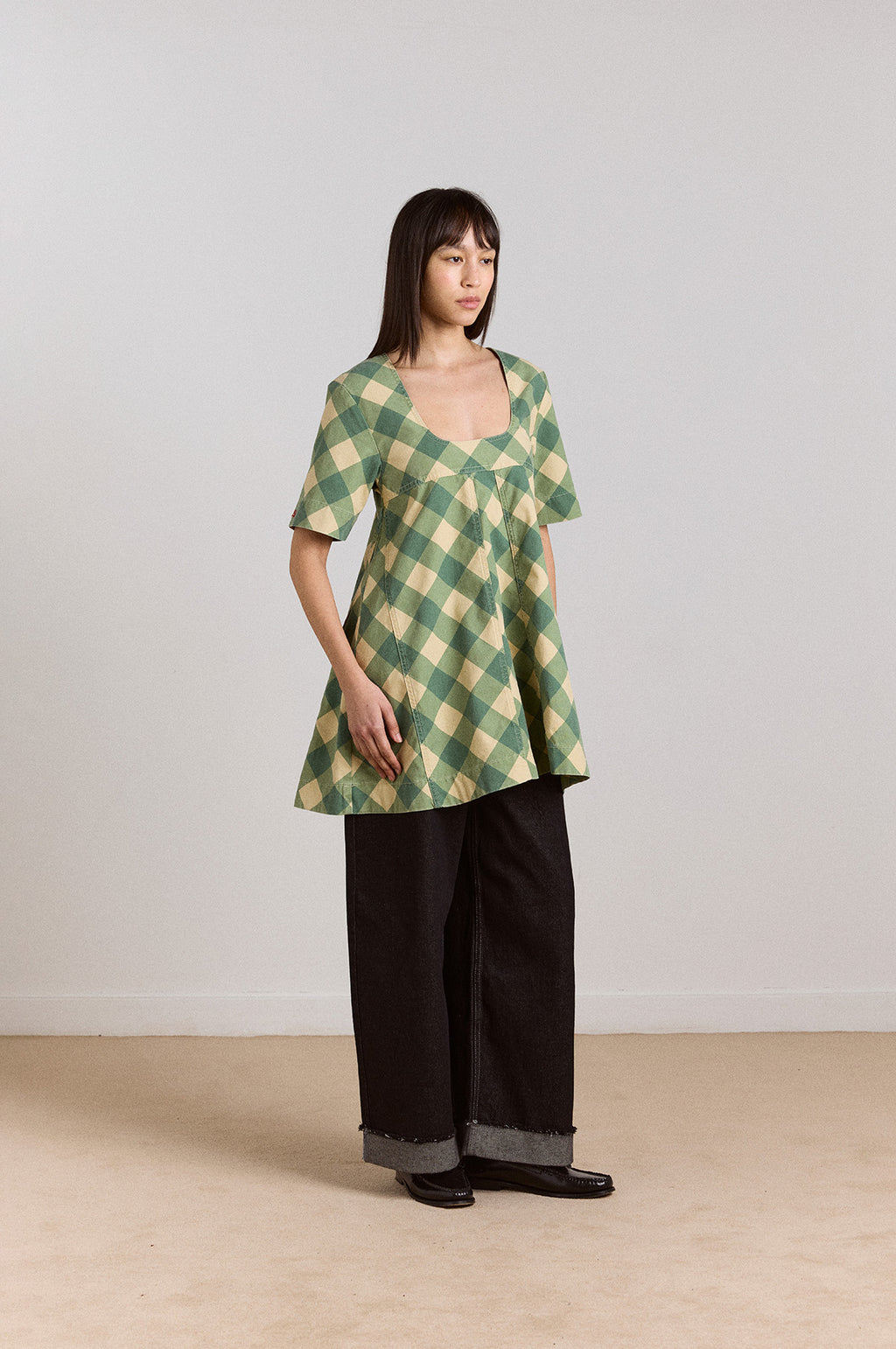 Bridget Mini Dress Green Butter Gingham