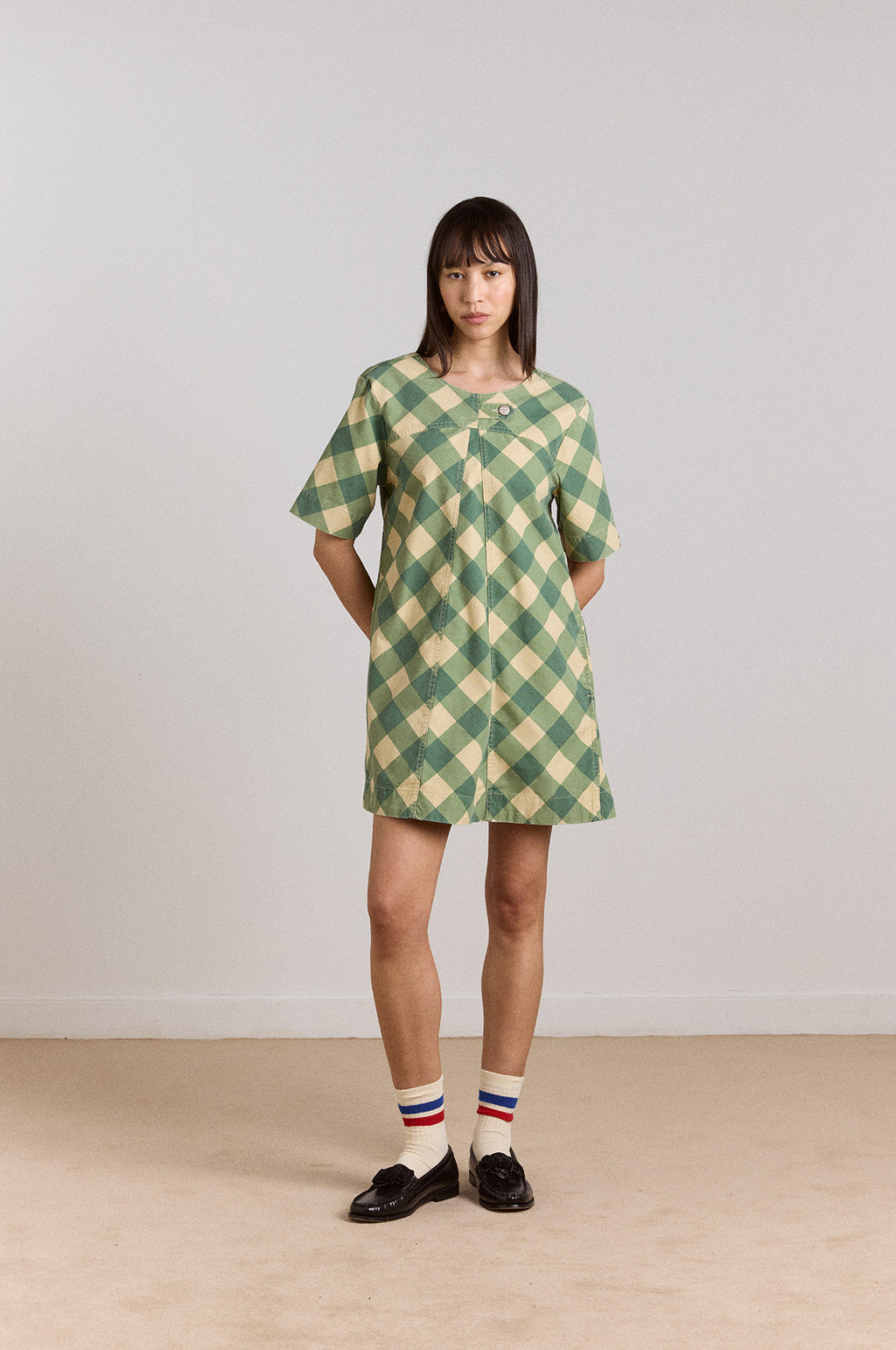 Bridget Mini Dress Green Butter Gingham