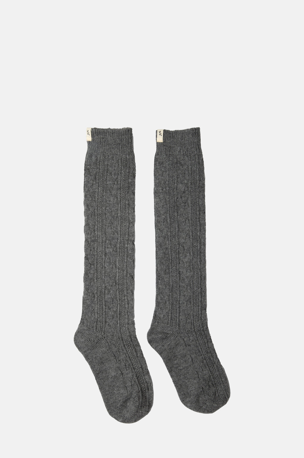 Damson Madder Cable Knit Long Cosy Sock Grey.