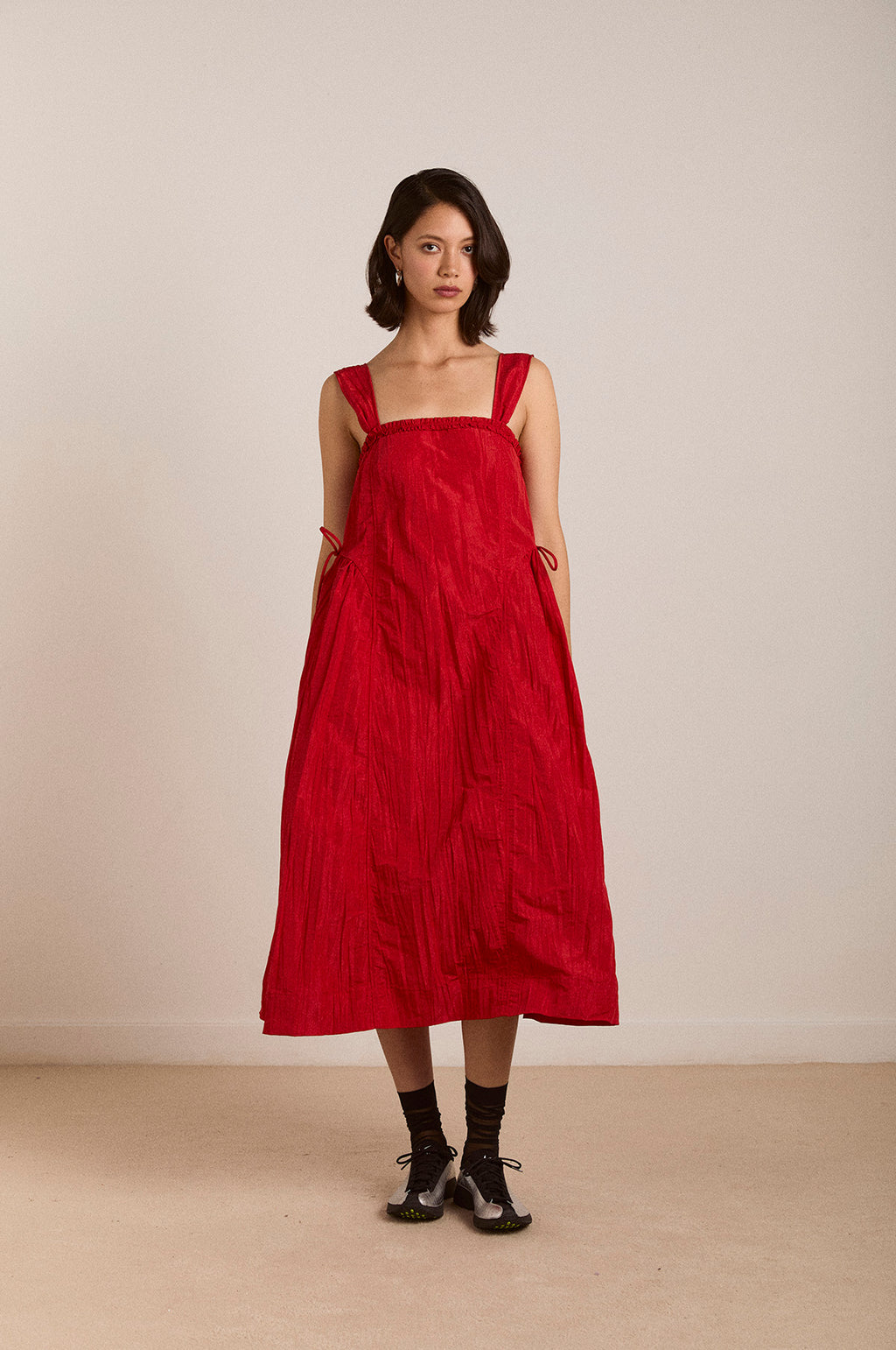 Elina Midi Dress Red Tafetta