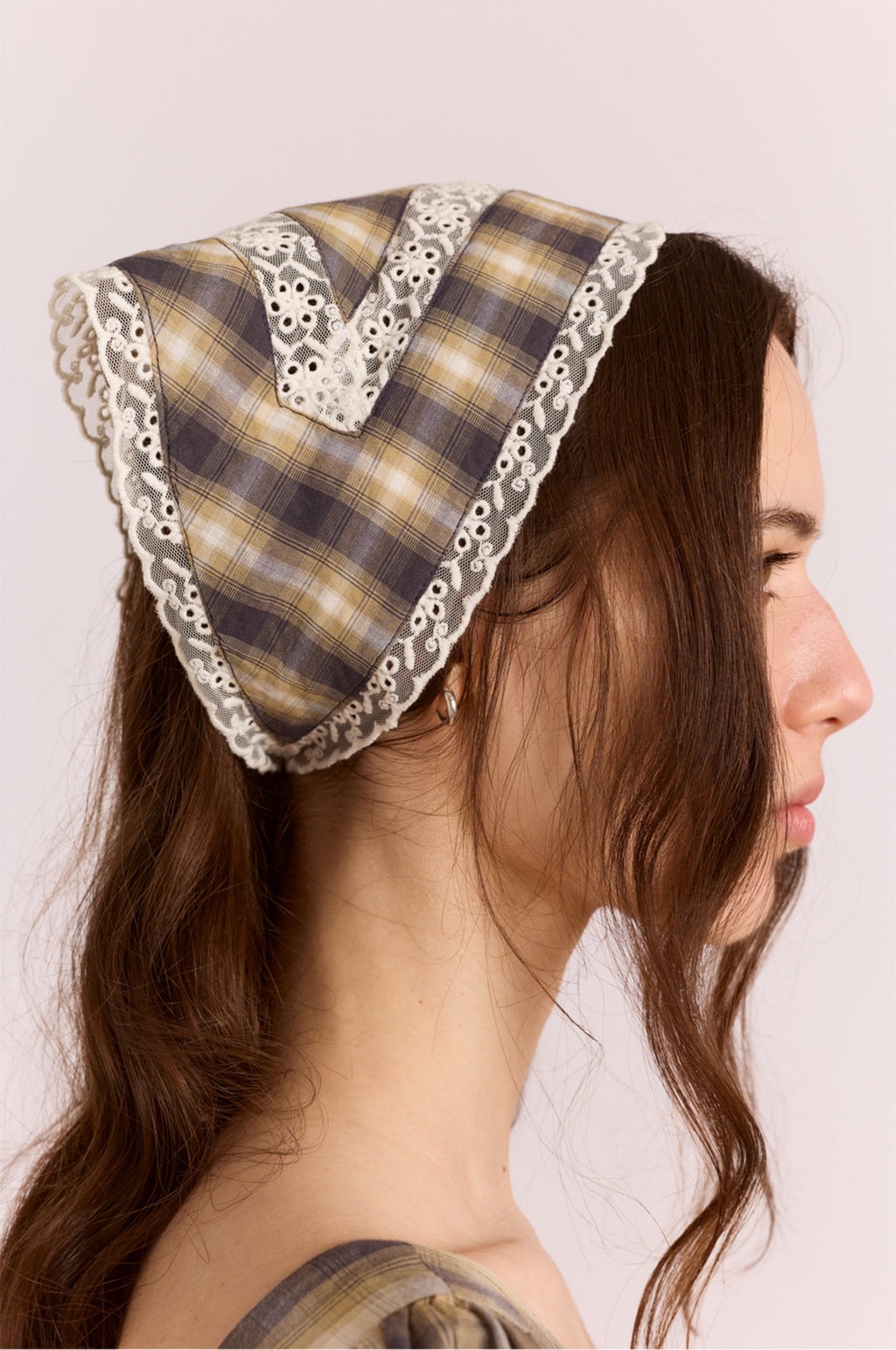 Headband with Lace Detail Cardamon Check