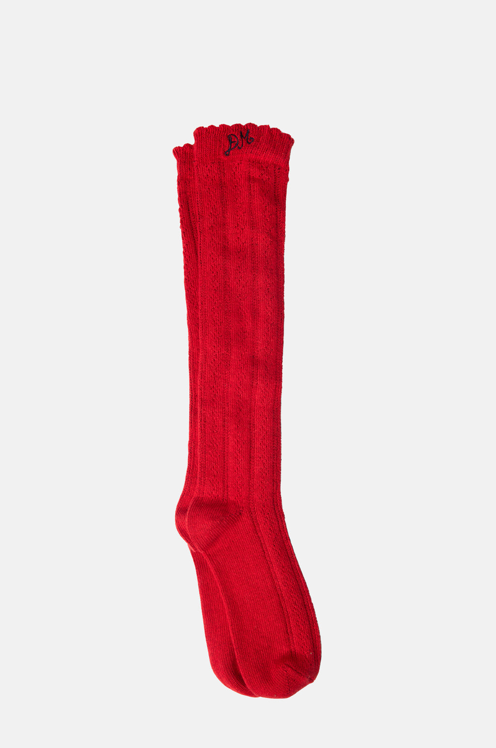 Damson Madder Knee High Pointelle Socks Red.