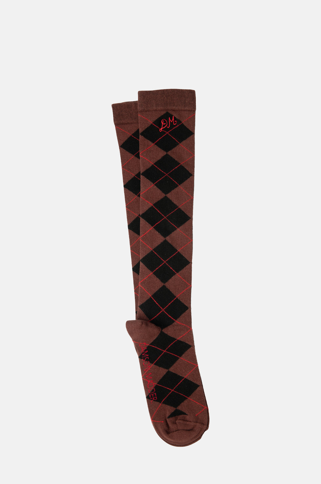 Damson Madder Knee Length Sock Choc Argyle.