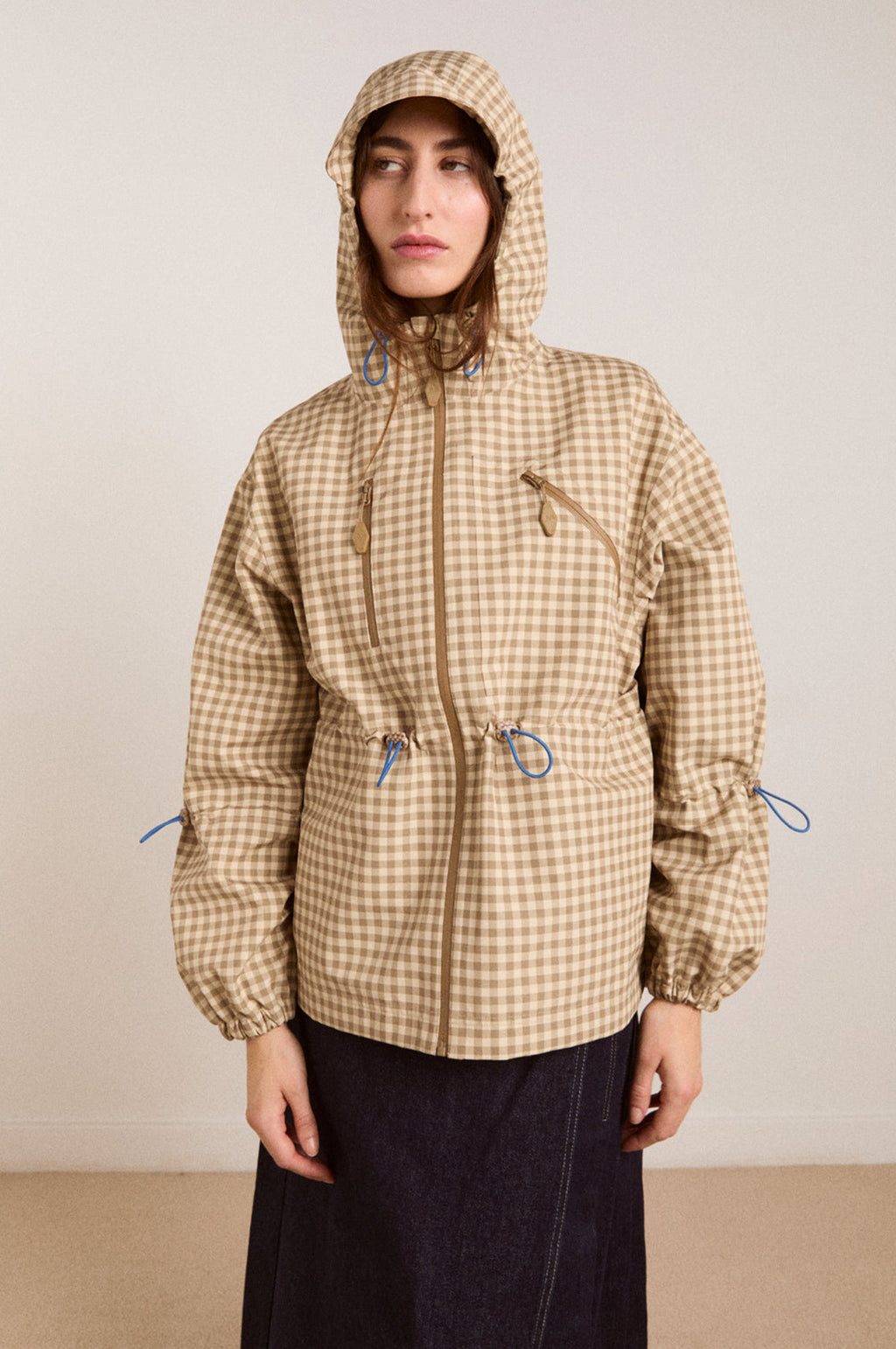 Matilda Raincoat Gingham Brown