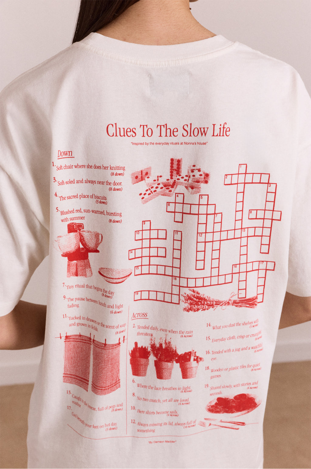 Slow Life Crossword Graphic Tee Ecru