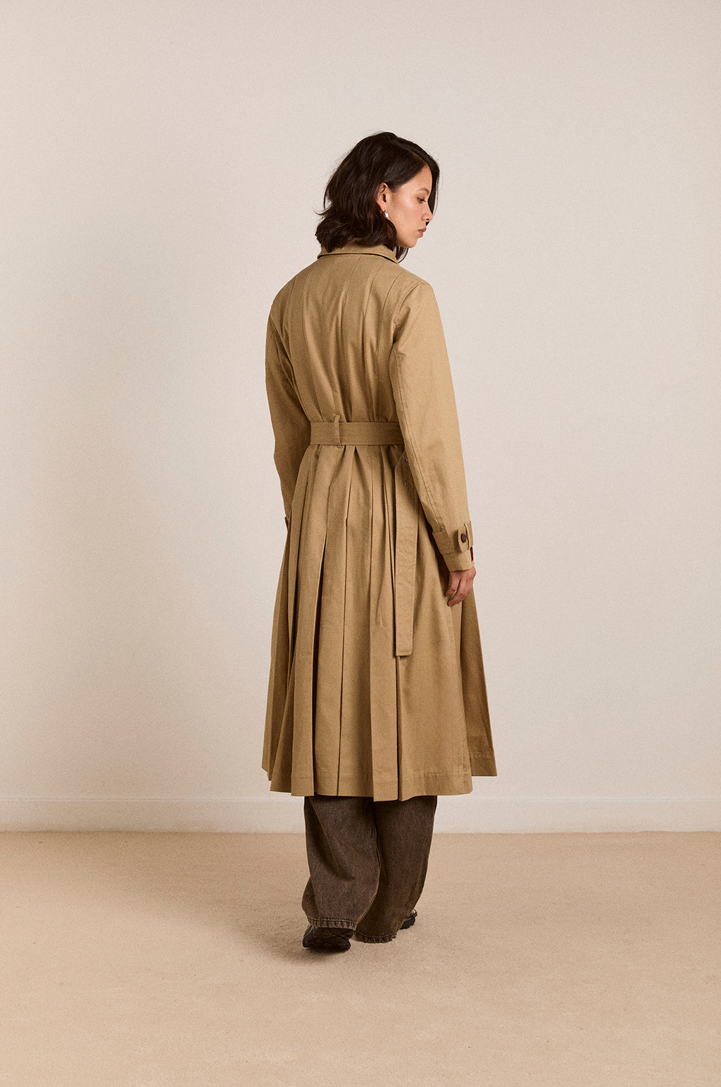 Sofia Pleated Trench Light Stone