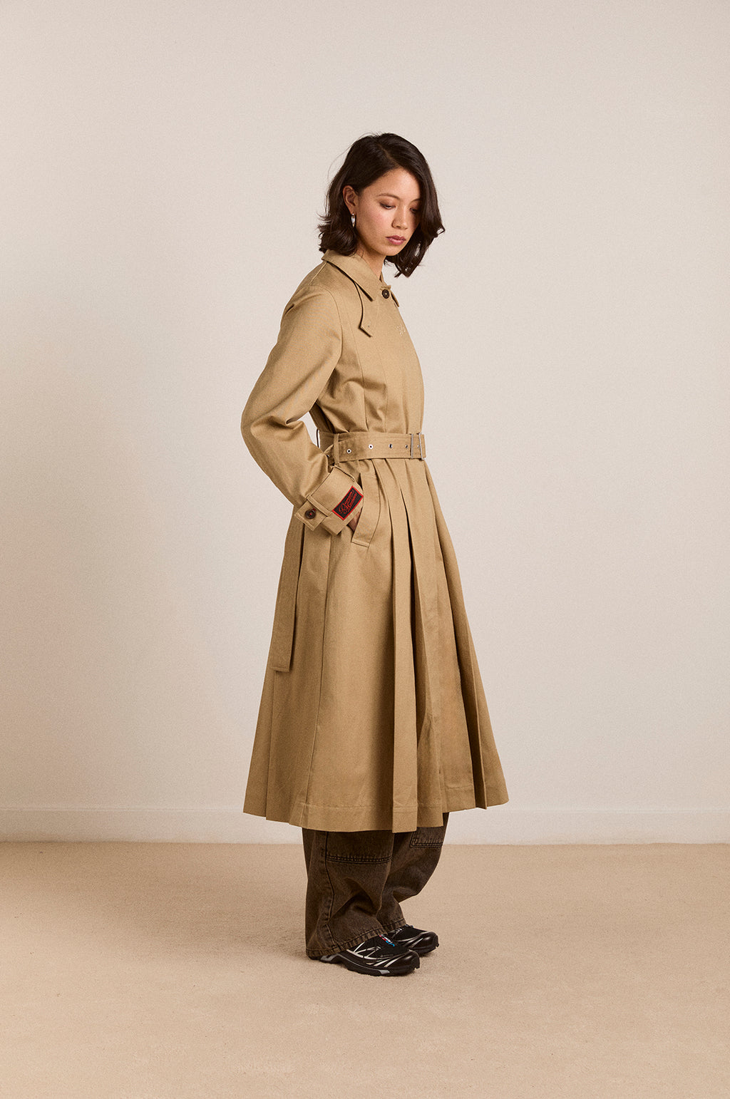 Sofia Pleated Trench Light Stone