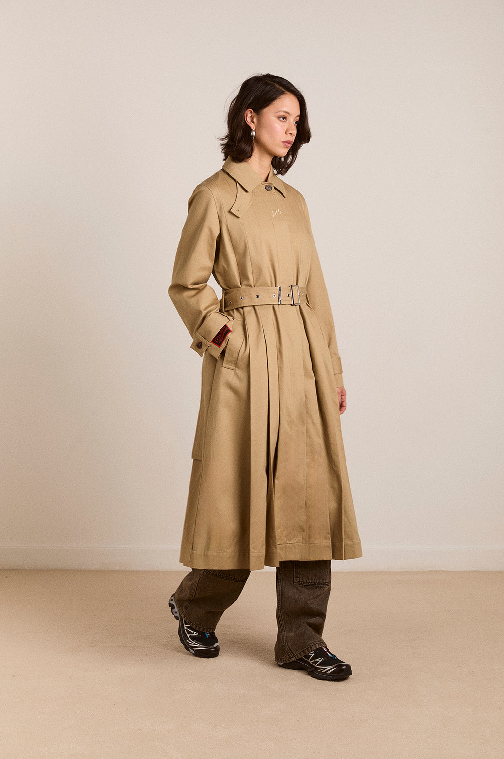 Sofia Pleated Trench Light Stone