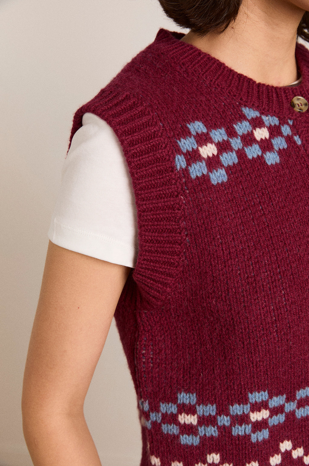 Sofie Wool Vest Novelty Intarsia Girls Burg