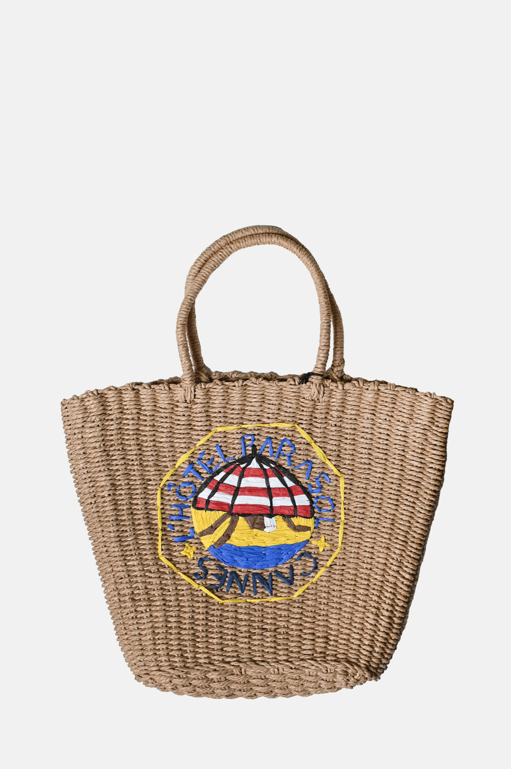 Damson Madder Straw Market Bag L'Hotel Embroidery.