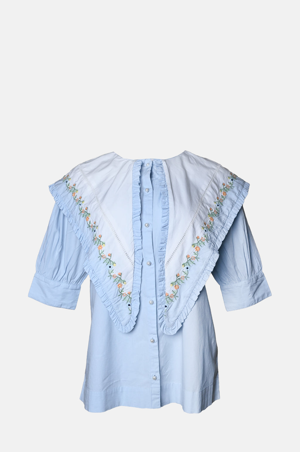 Damson Madder Summer Sandy Embroidered Blue White.