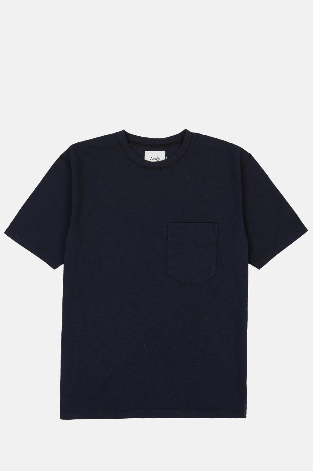 Drake's Lightweight SS Cotton Pocket Tee Navy.