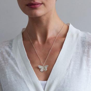 A.M. Duke of Burgundy Butterfly Necklace Silver