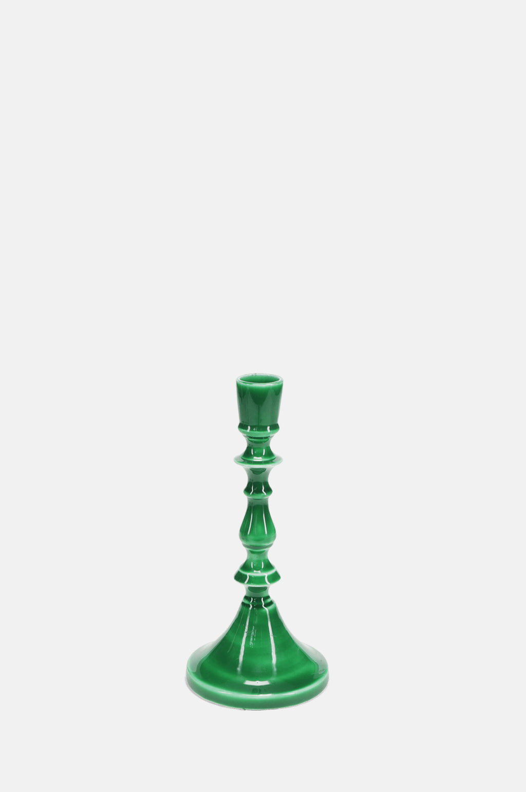Enamel Candlestick 19cm Dark Green.