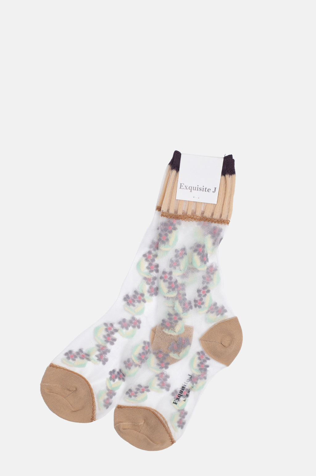 Exquisite J Floral Socks Sheer.